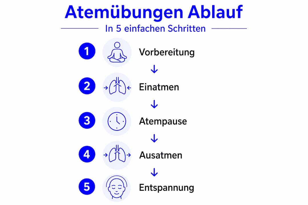 Grafik mit Schritt-für-Schritt-Anleitung zur Atemübung