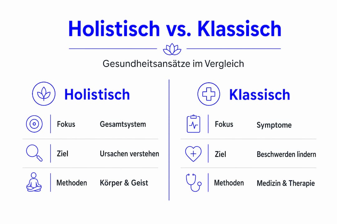 Infografik: Ganzheitliche Medizin im Vergleich zur Schulmedizin