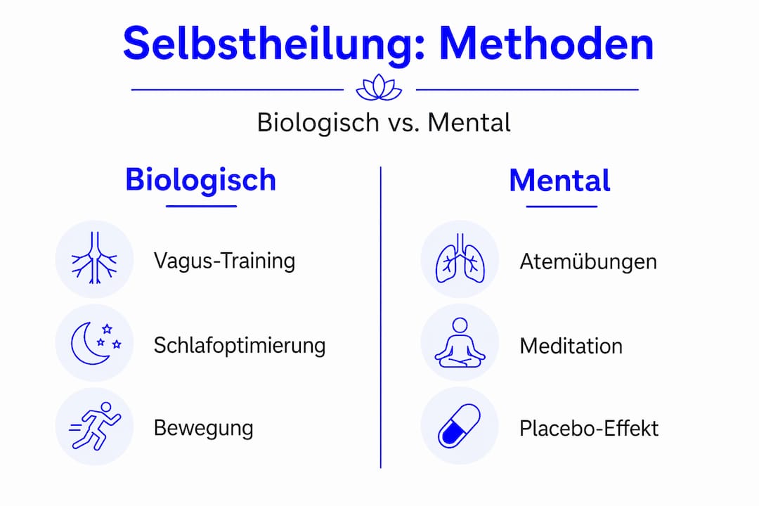Übersichtsgrafik: Verschiedene Wege zur Selbstheilung im Vergleich