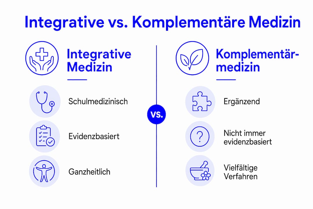 Infografik: Integrative Medizin und komplementäre Ansätze im Vergleich