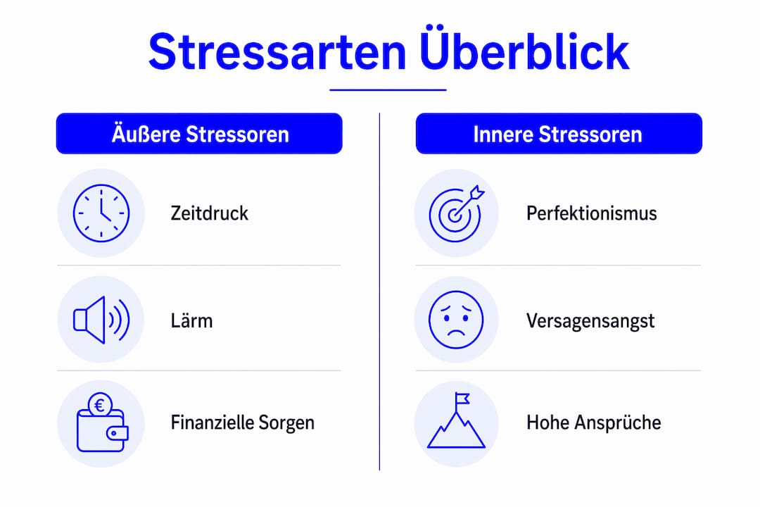 Übersicht: Unterschiedliche Formen von Stress – äußere und innere Auslöser im Vergleich