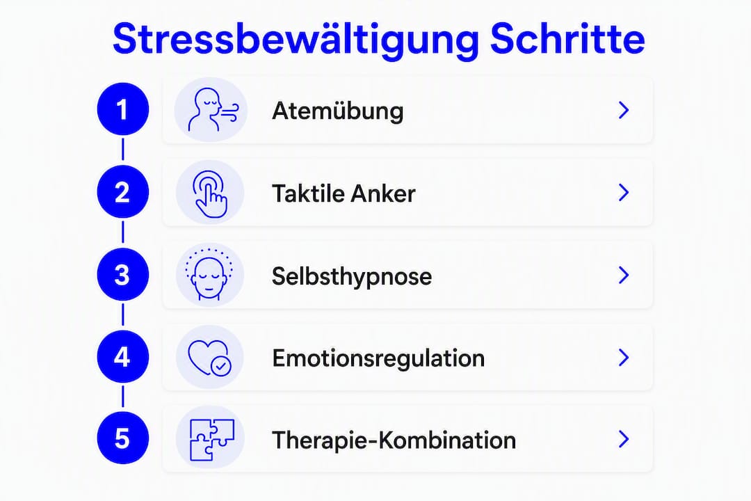 Grafik: In einfachen Schritten zu mehr Gelassenheit – So meisterst du Stress im Alltag