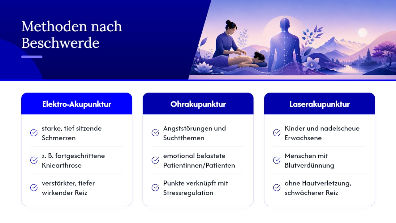 Vergleich verschiedener Akupunkturtechniken und deren Anwendungsgebiete