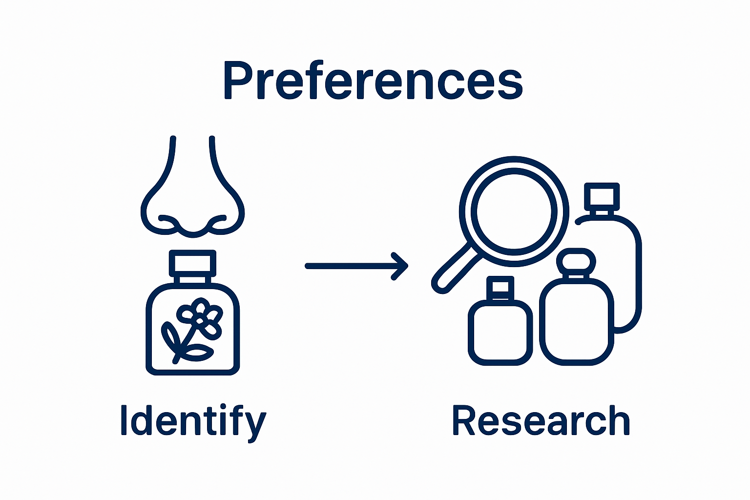 Two-step infographic, scent preference to family research