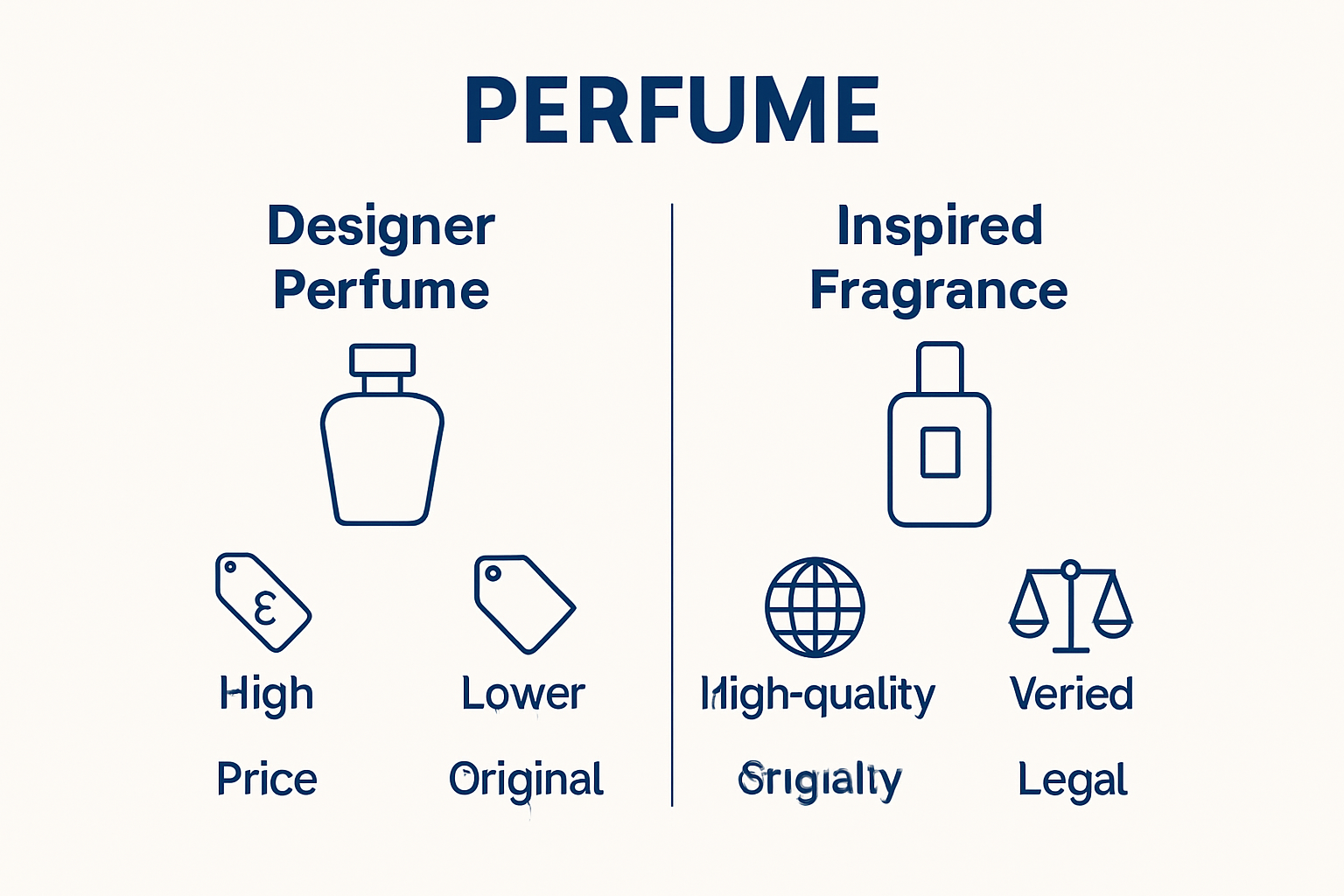 Visual comparison chart between designer and inspired fragrances
