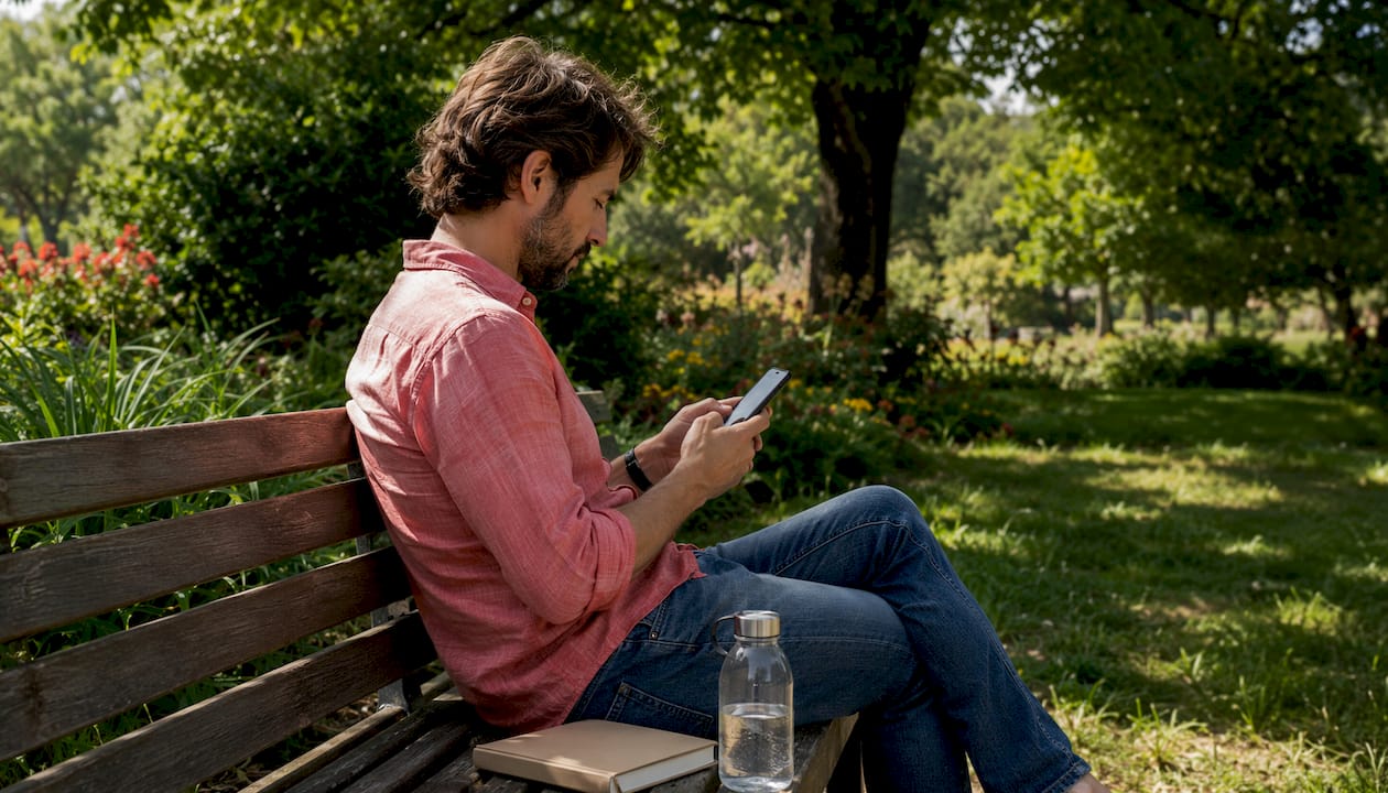 Des mains d’hôte tapent un message de départ sur leur smartphone