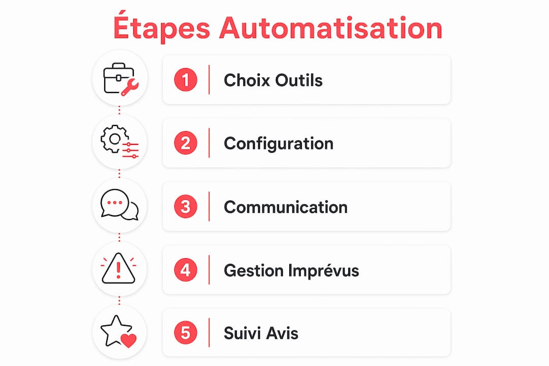 Schéma illustrant les grandes étapes d’un parcours d’accueil automatisé