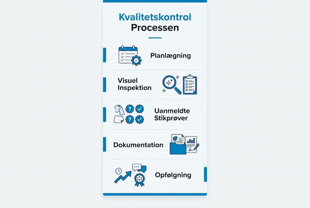 Grafikken giver et overblik over de forskellige trin i kvalitetskontrollen