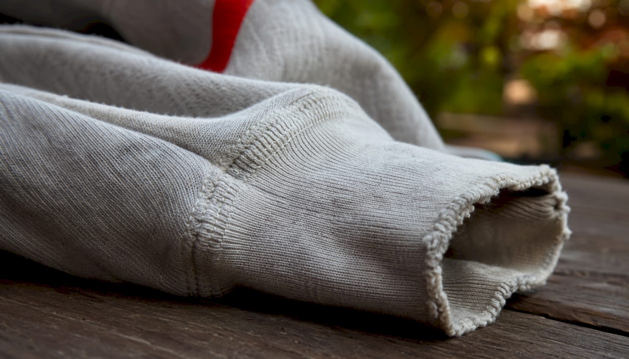 Close-up fabric texture of durable hoodie sleeve