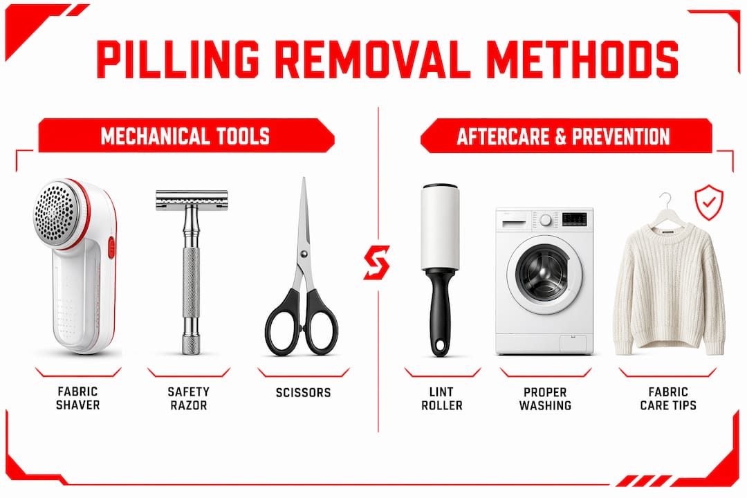 Infographic showing pilling removal methods comparison