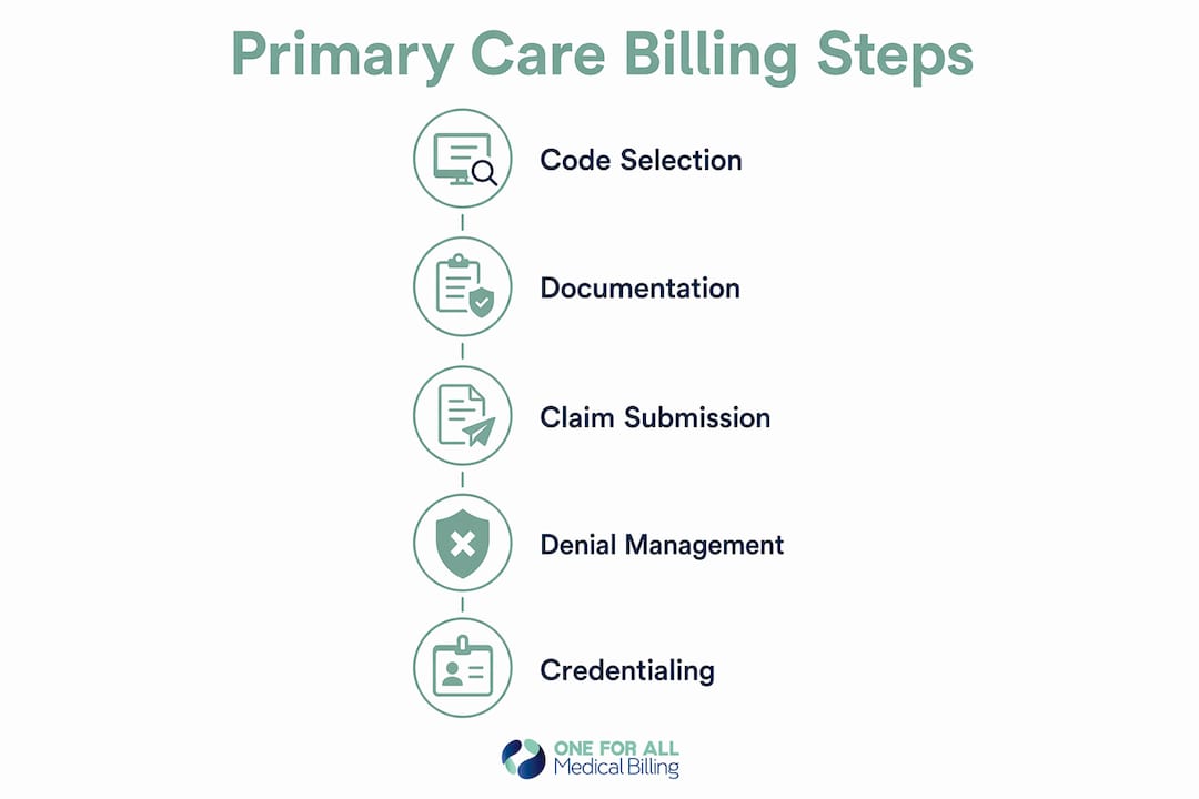 Infographic illustrating primary care billing steps