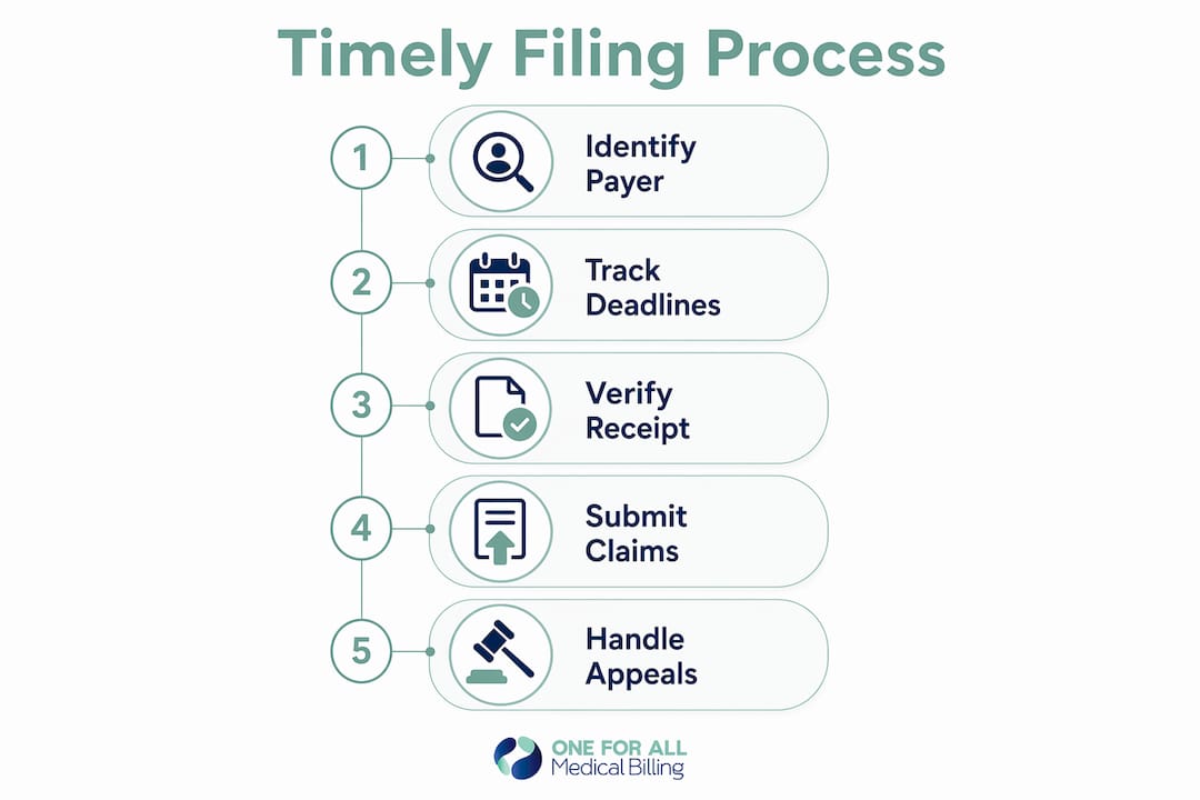 Infographic illustrating timely filing process steps
