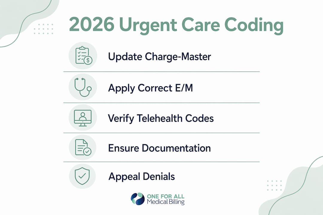 Infographic on urgent care coding workflow steps