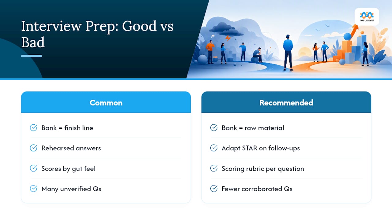 The Gap Between a Good Question List and a Good Interview — overview diagram