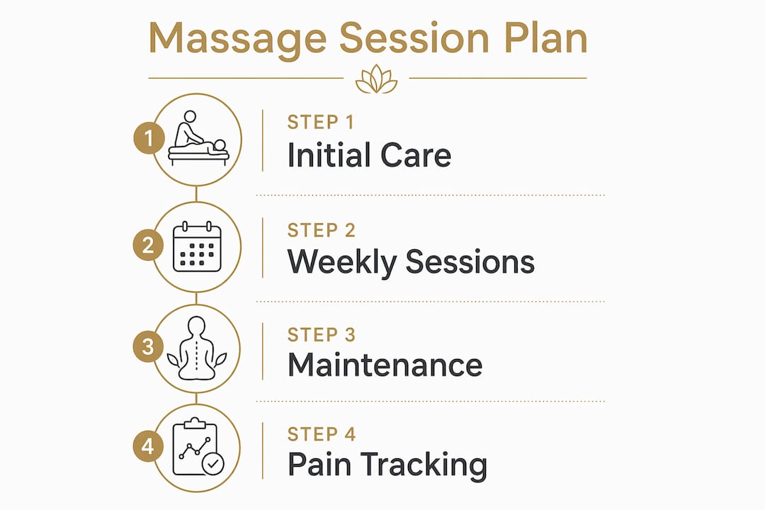 Infographic showing massage session plan for back pain relief