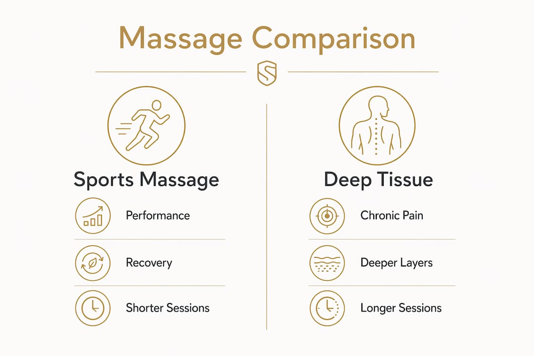 Infographic comparing sports massage and deep tissue massage