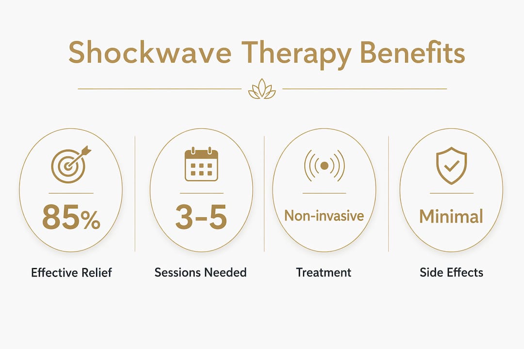 Infographic showing shockwave therapy key benefits