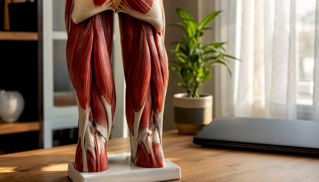 Close-up anatomical model of hamstring muscles