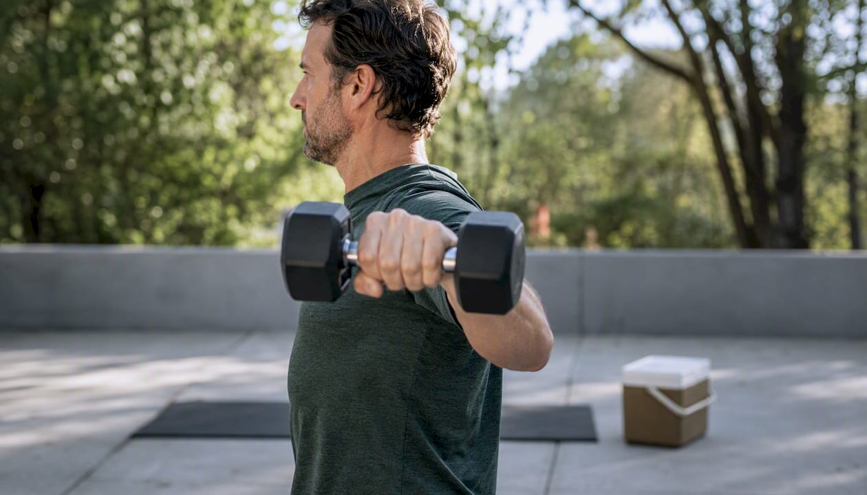 Close-up of shoulder muscle activation during exercise
