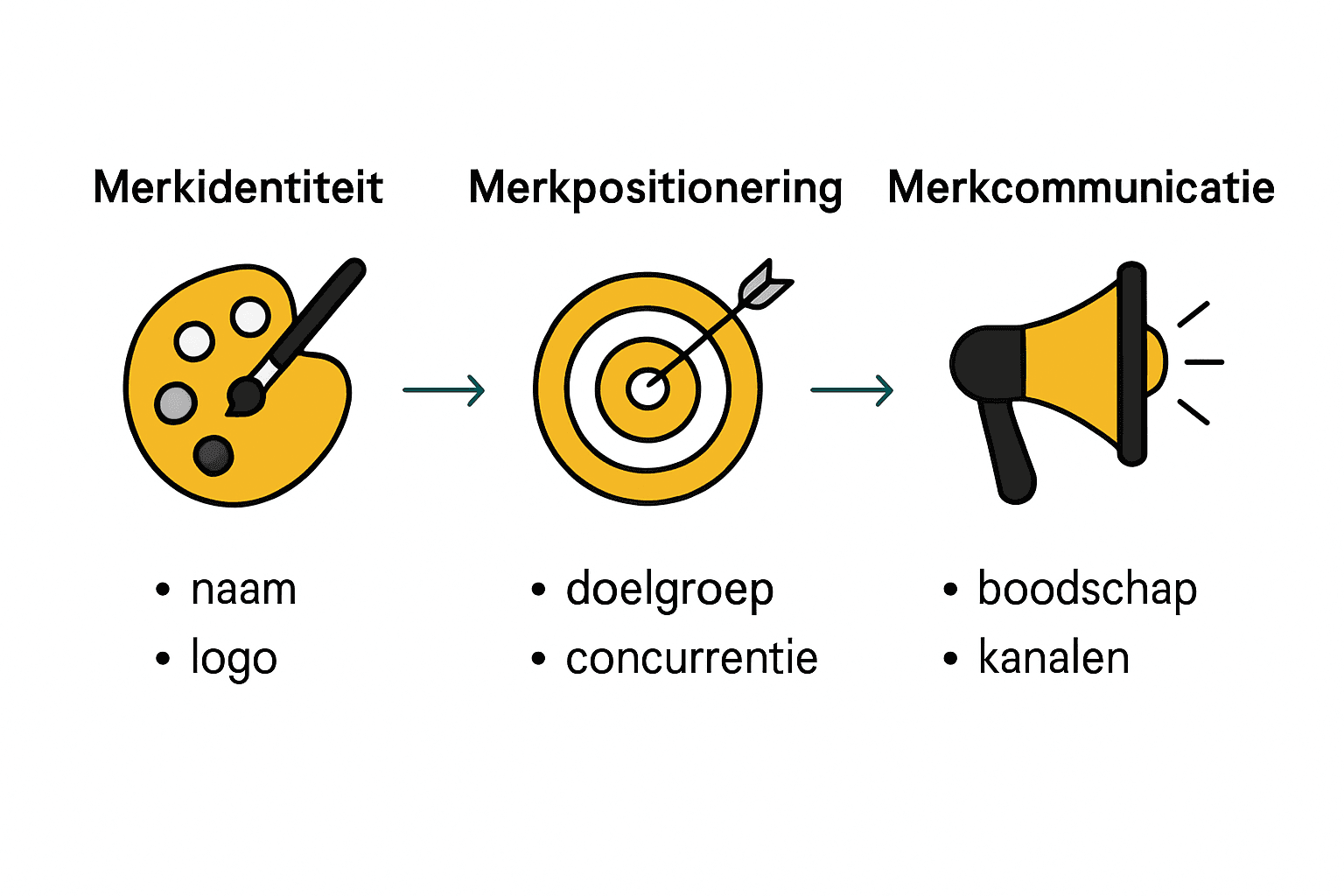 Vergelijkende infographic van kernvormen van branding voor ondernemers