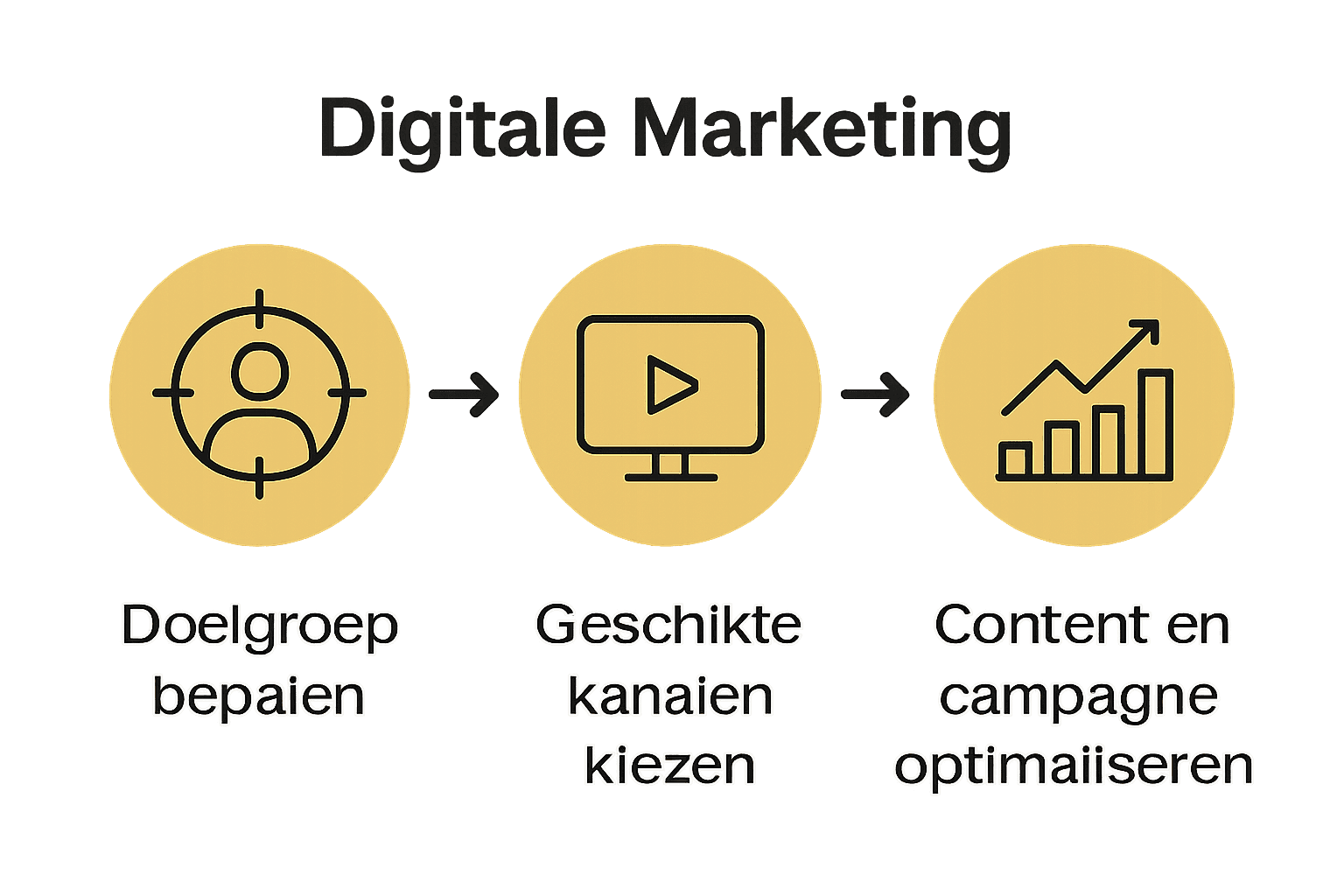 Infographic met stappen digitale marketing proces