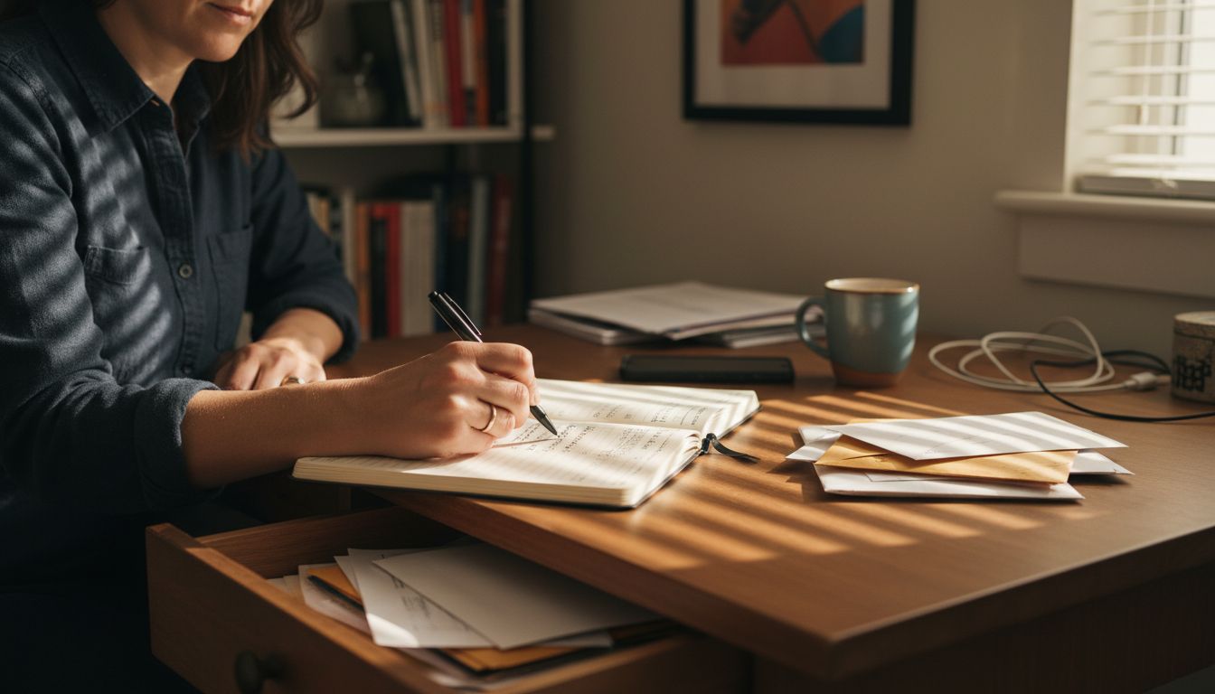 Woman writing tasks in weekly planner