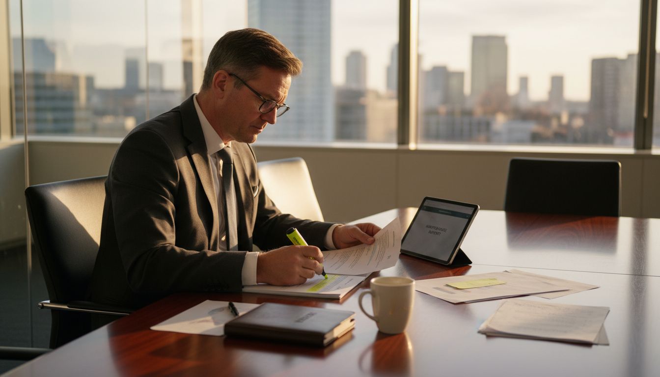 Een directielid bespreekt de uitkomsten van marktonderzoek tijdens een vergadering in de bestuurskamer.