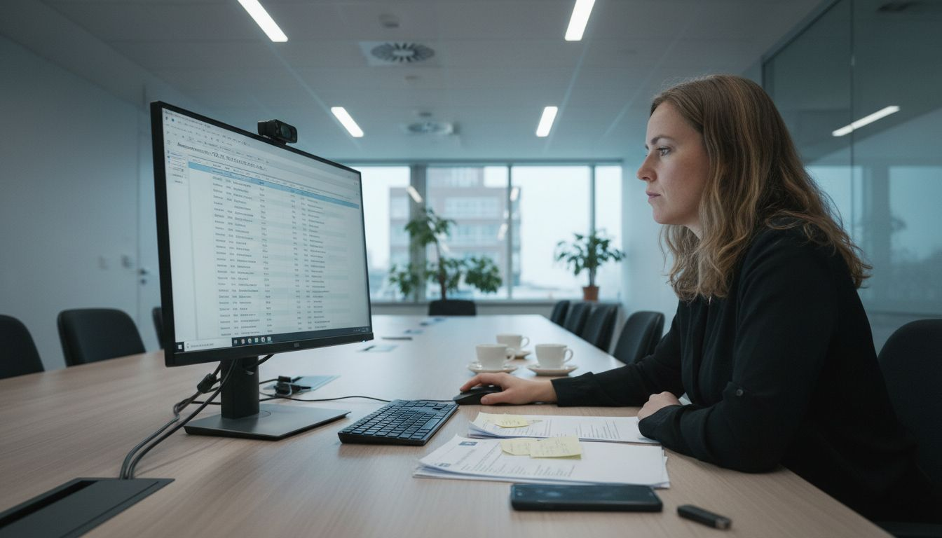 Een medewerker van een mkb-bedrijf werkt met automatiseringssoftware.