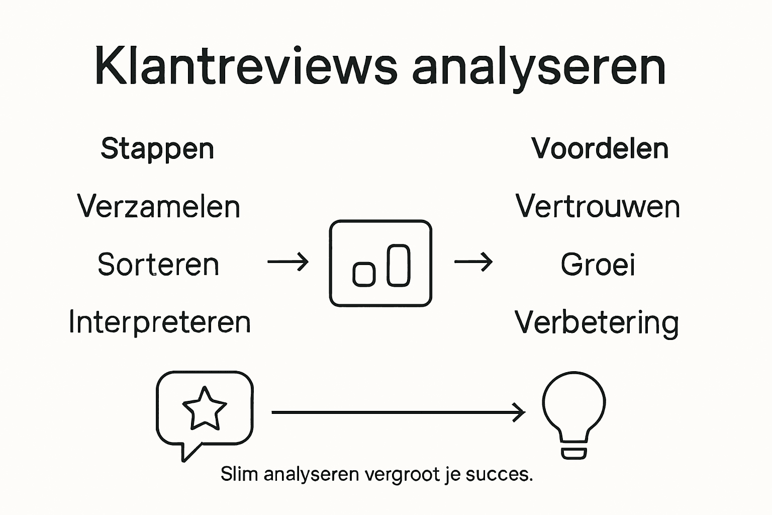 Strakke infographic die inzicht geeft in de analyse van klantbeoordelingen