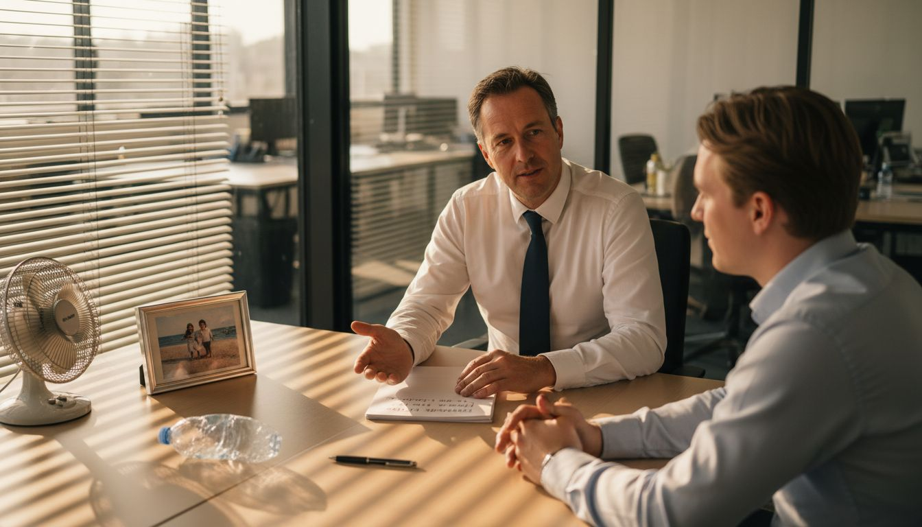 Een leidinggevende die een medewerker rechtstreeks feedback geeft.