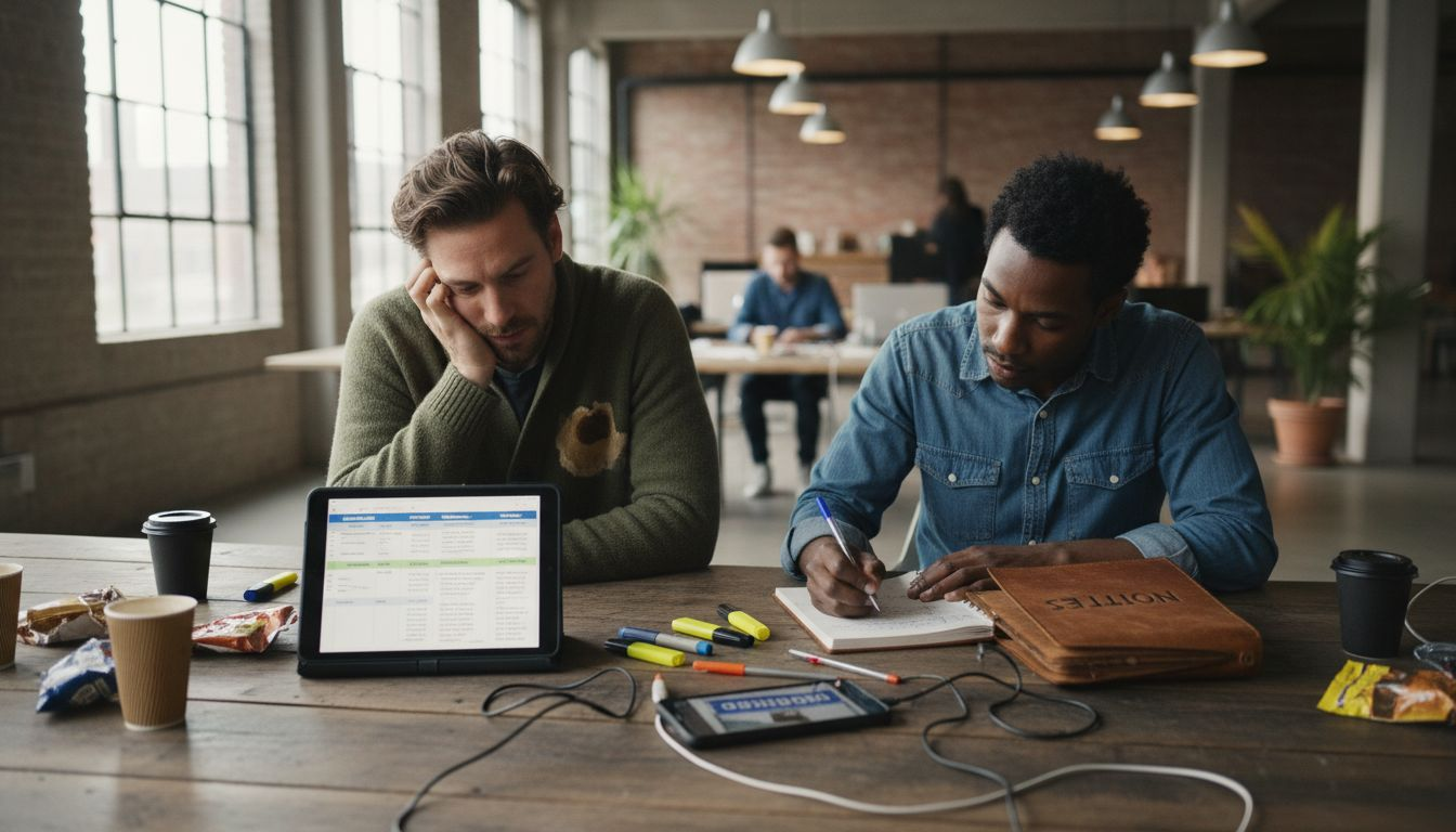 Een groep collega's zit samen aan tafel om binnengekomen feedback te bespreken.