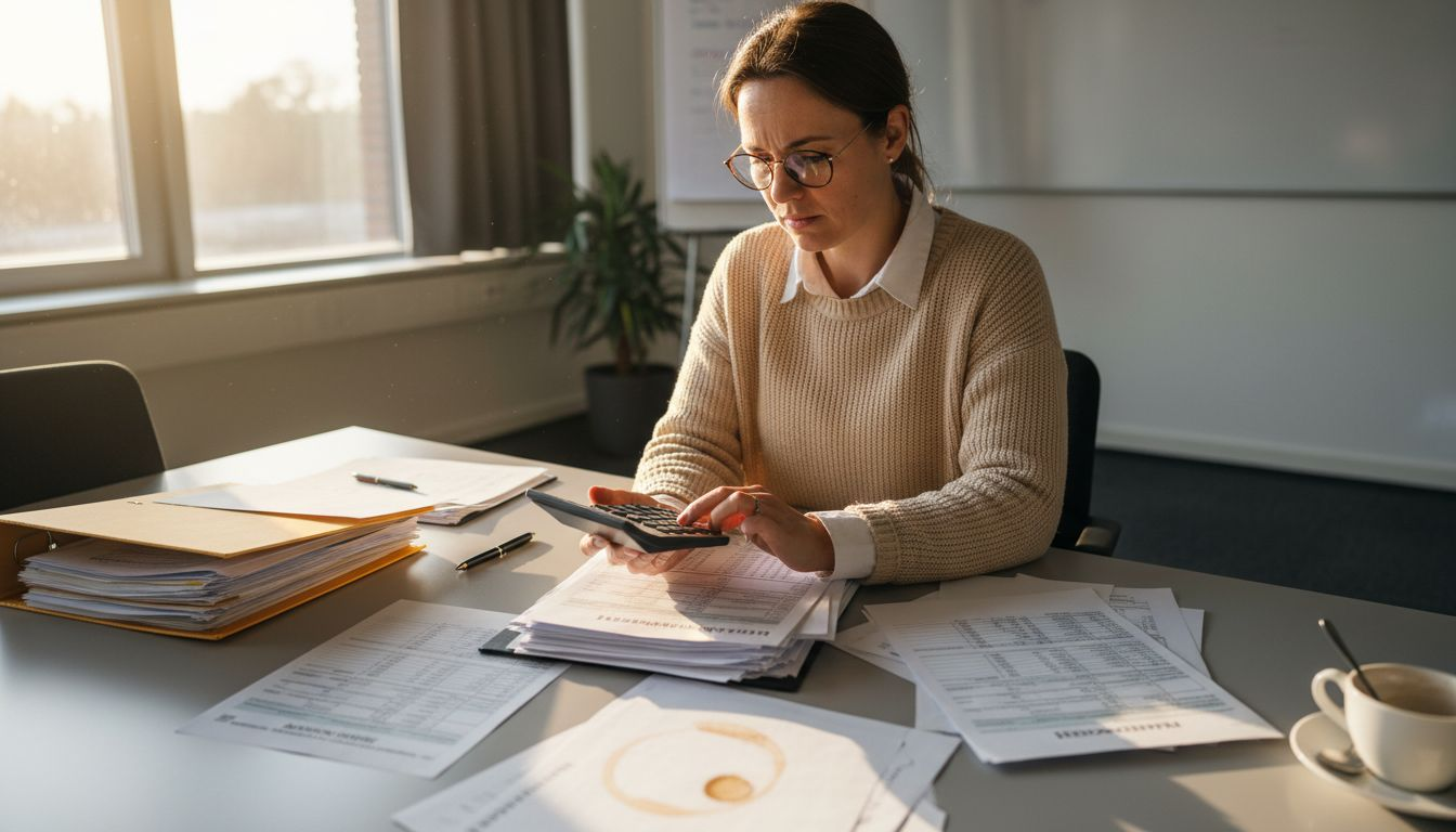 Een accountant controleert de belastingaangifte van een bedrijf.
