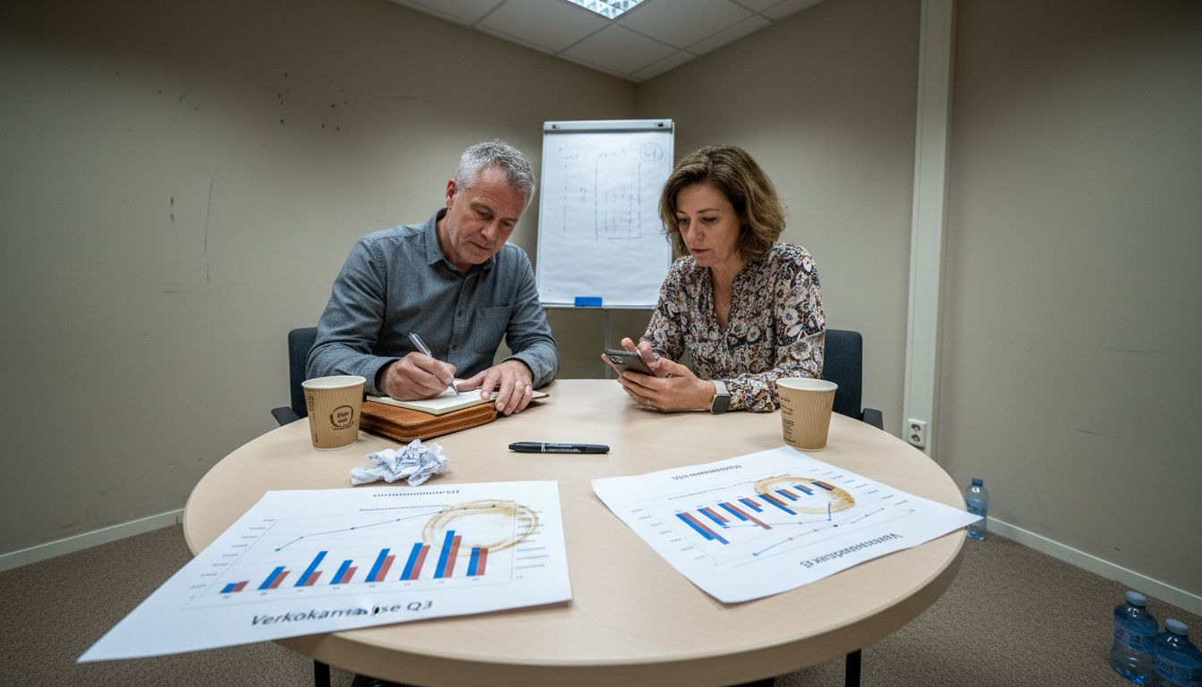 Collega’s overleggen over de planning van een contentmarketingoverleg