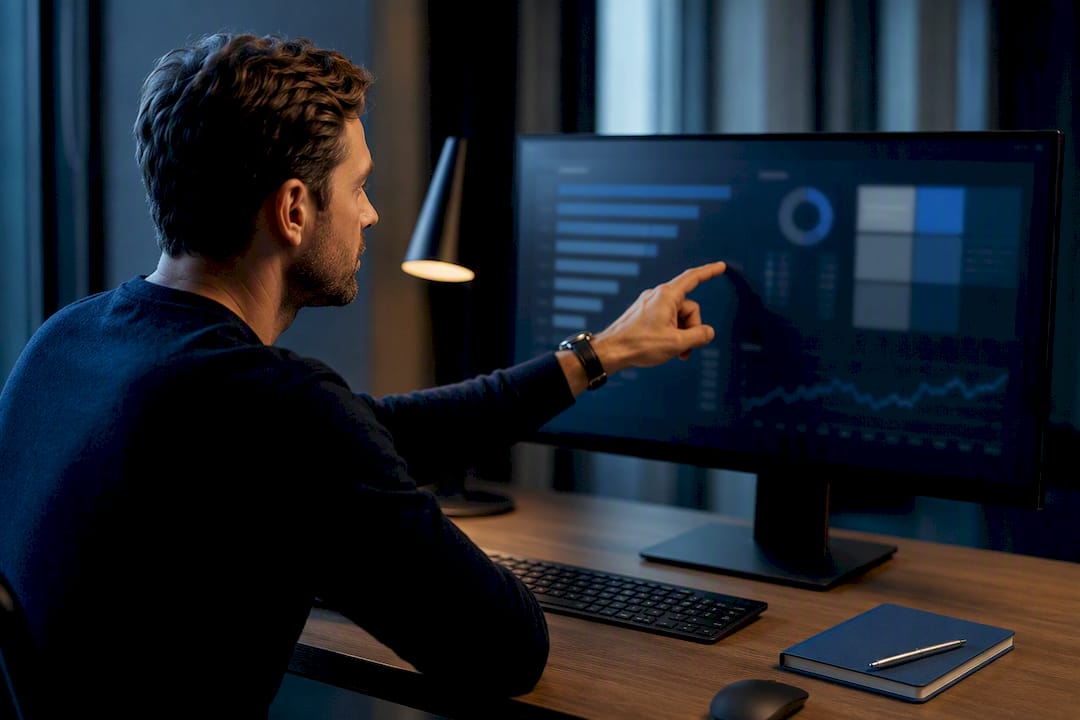 Analyst reviewing market concentration dashboard
