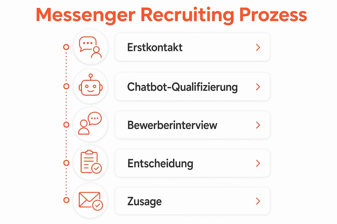 Übersichtsgrafik zum Ablauf des Bewerbungsprozesses per Messenger