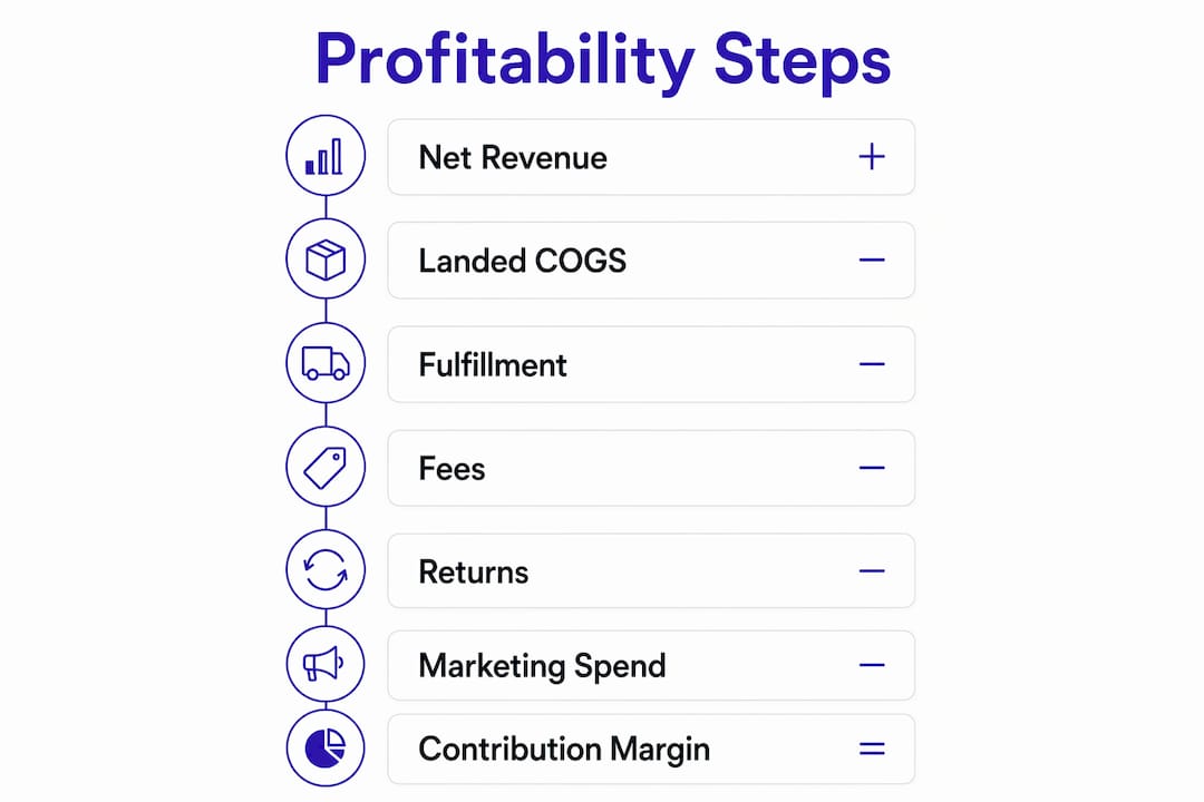 Infographic showing product profitability steps