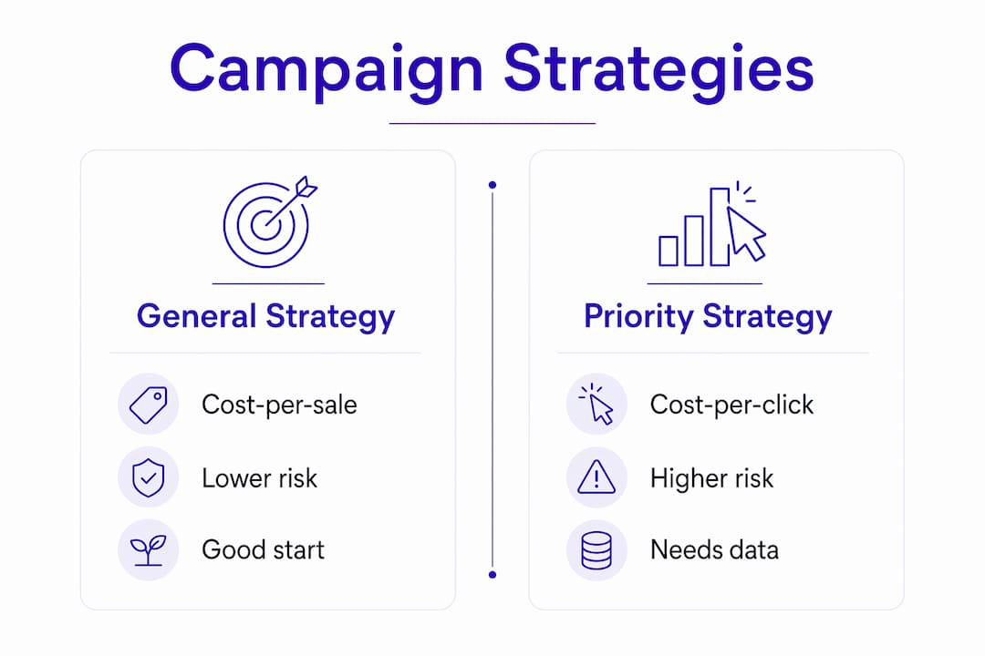 Infographic comparing general vs priority campaign strategies