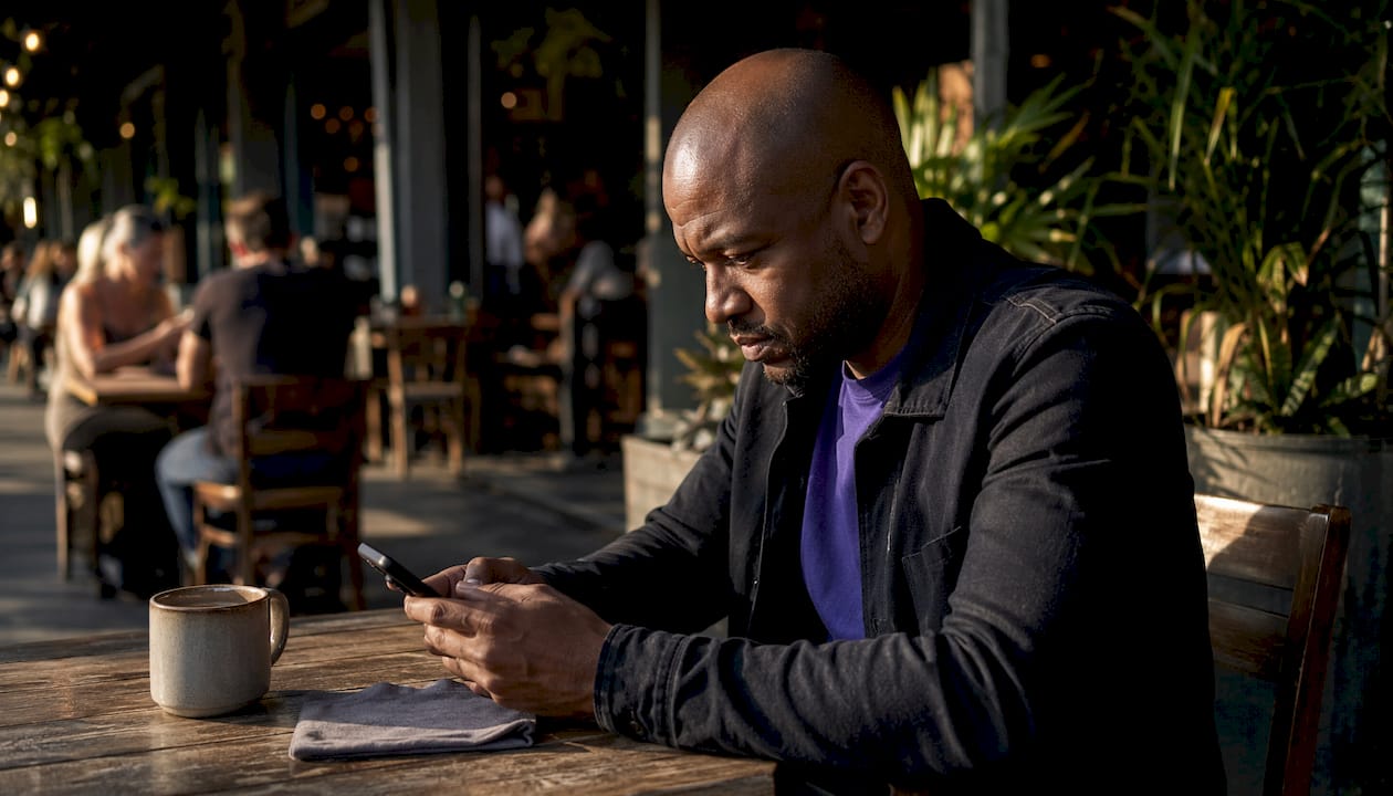 Man researching supplier reputational risks on smartphone