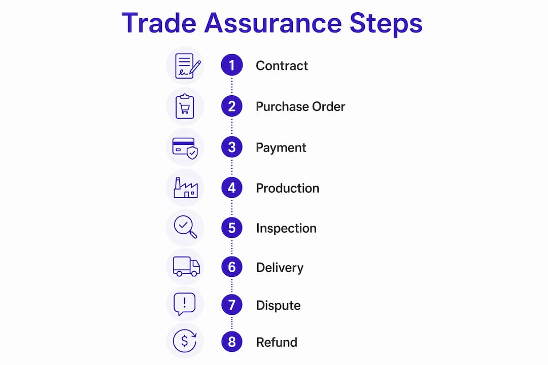 Infographic illustrating Trade Assurance process steps