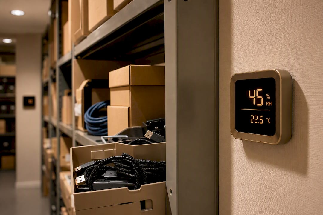 Temperature controlled electronics storage shelves