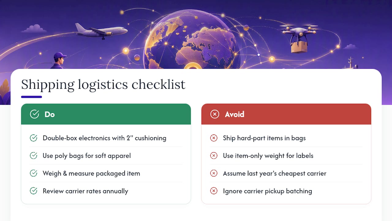 Shipping Logistics for Flipping: Packaging, Labels, Carriers — overview diagram