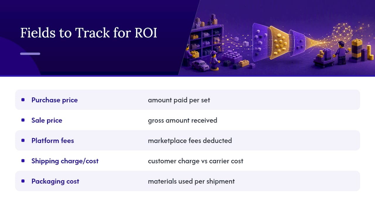 Five fields needed to calculate resale ROI