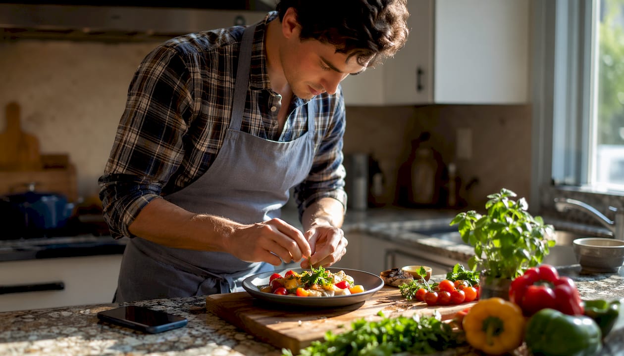 Hands preparing food for Instagram photo