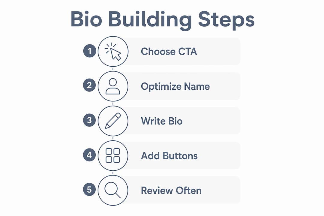 Infographic displaying five key steps to build a restaurant Instagram bio