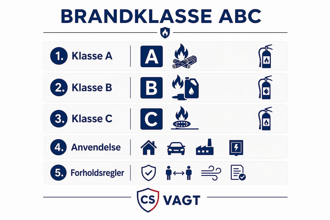 Oversigt: Brandklasser og hvor de bruges