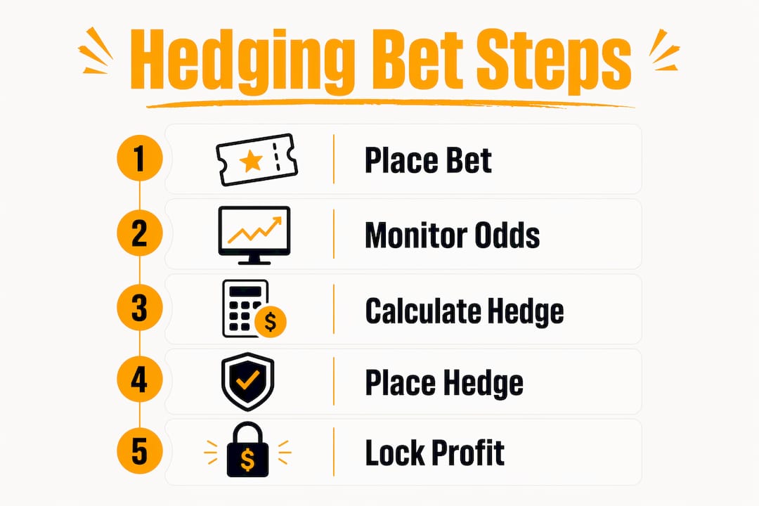 Infographic showing steps to execute hedge bet