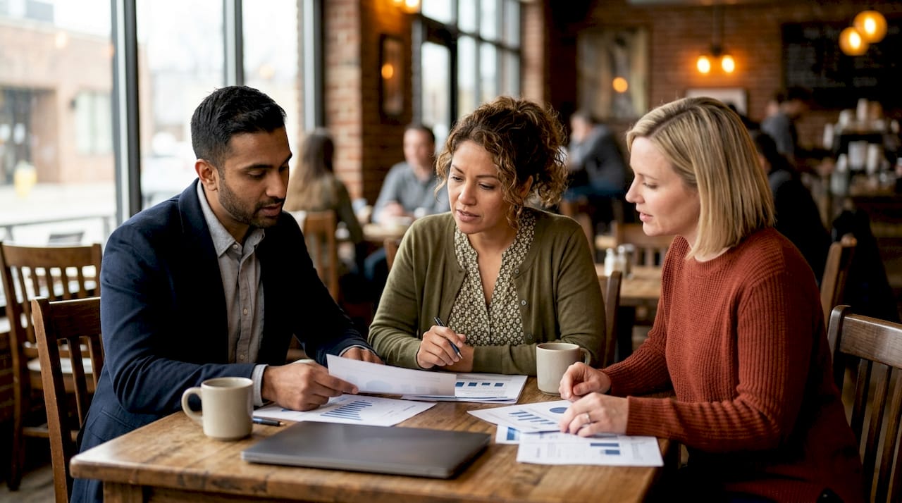 HR team analyzing workplace impact data in conference room
