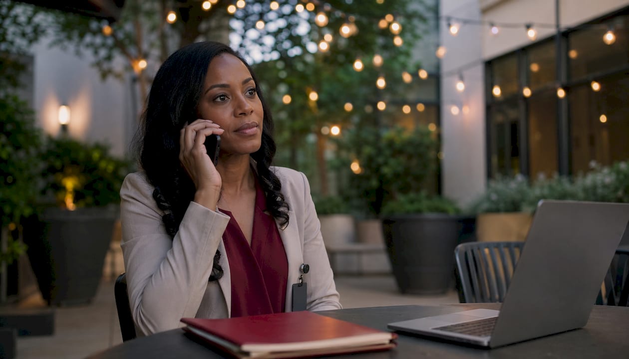 Legal professional making confidential EEOC phone call