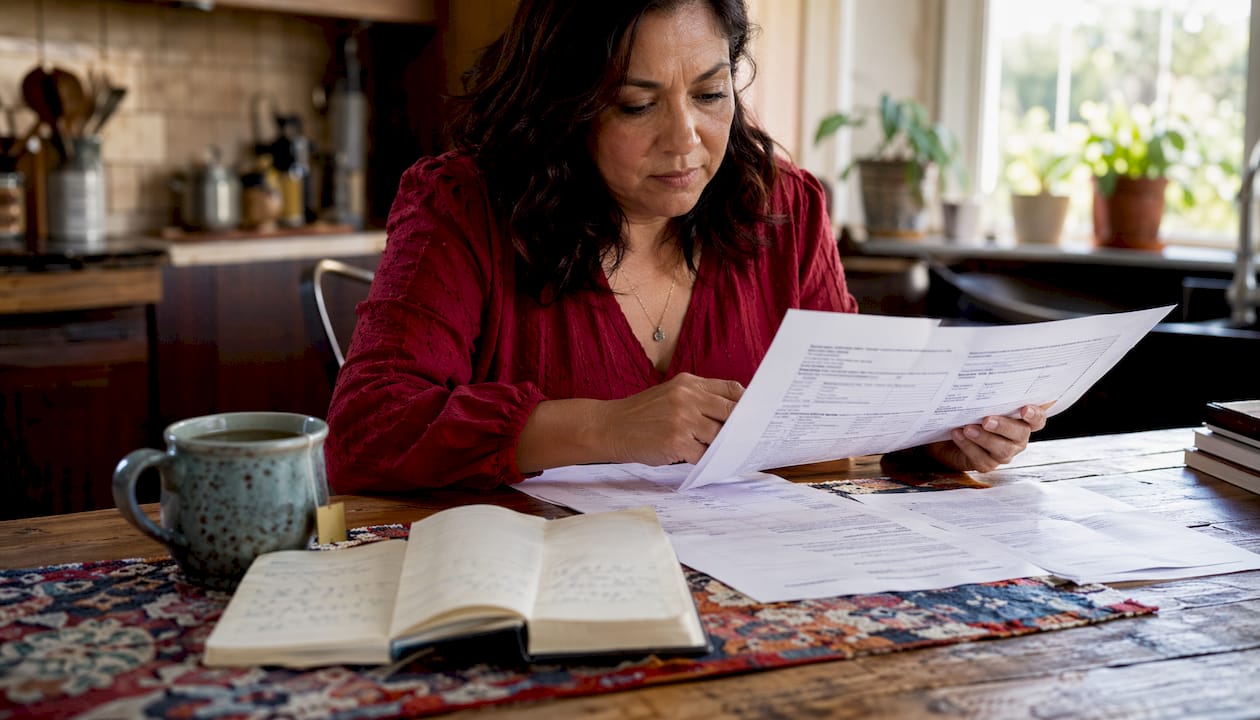 Woman reviewing EEOC filing deadline forms at home