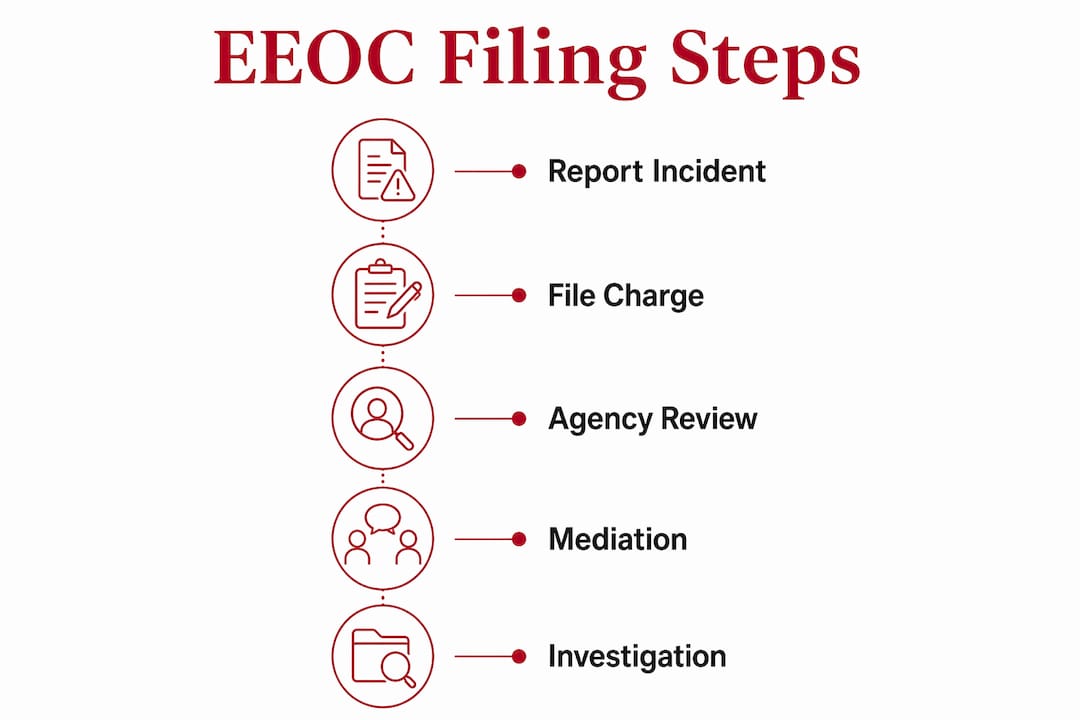 Infographic showing EEOC filing process steps